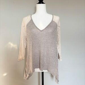 Hollister Women's Large Top V-Neck Crochet Boho Hippie Festival Cottagecore